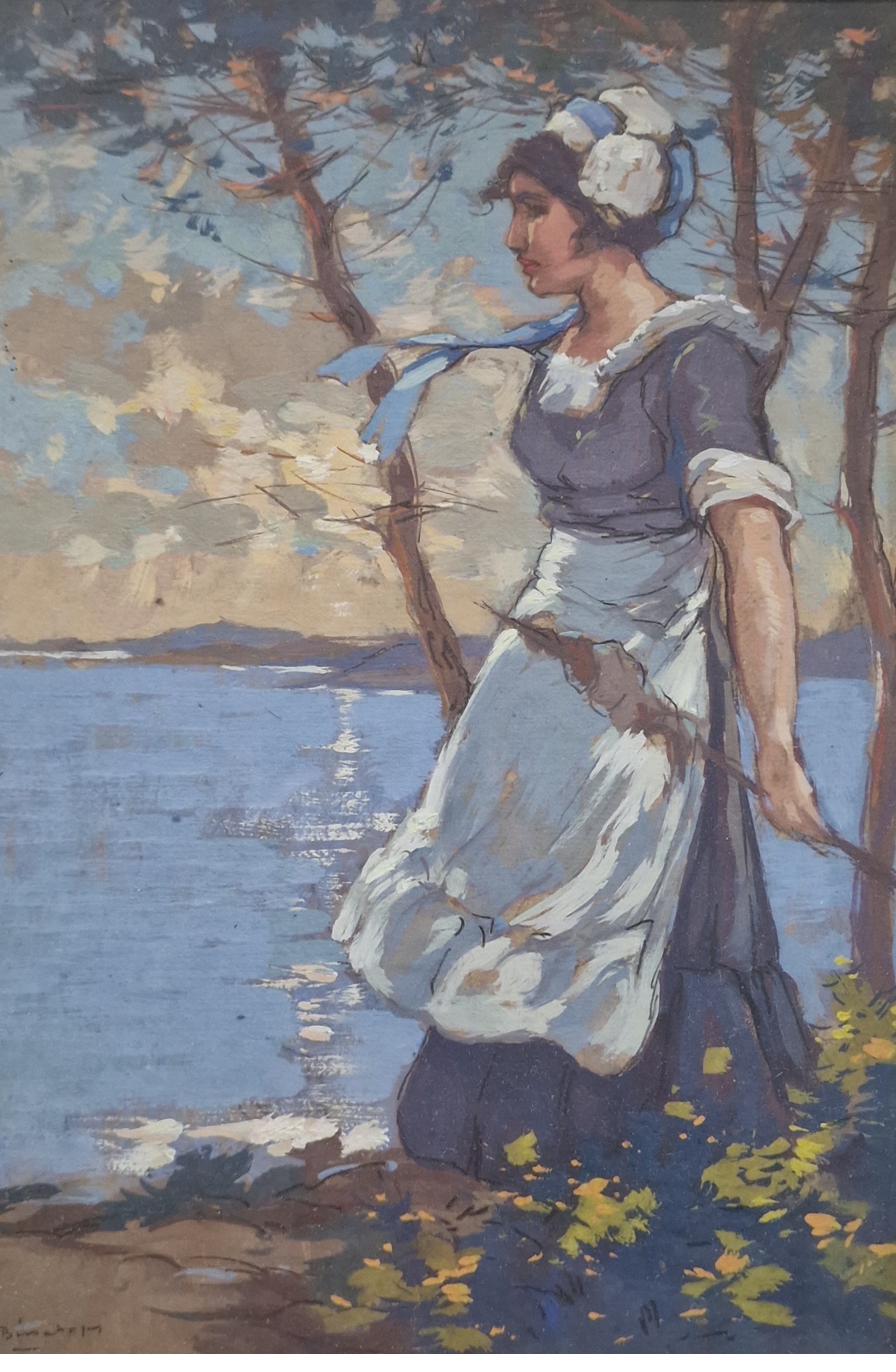 Charles Bisschops — Portrait de femme sur la côte