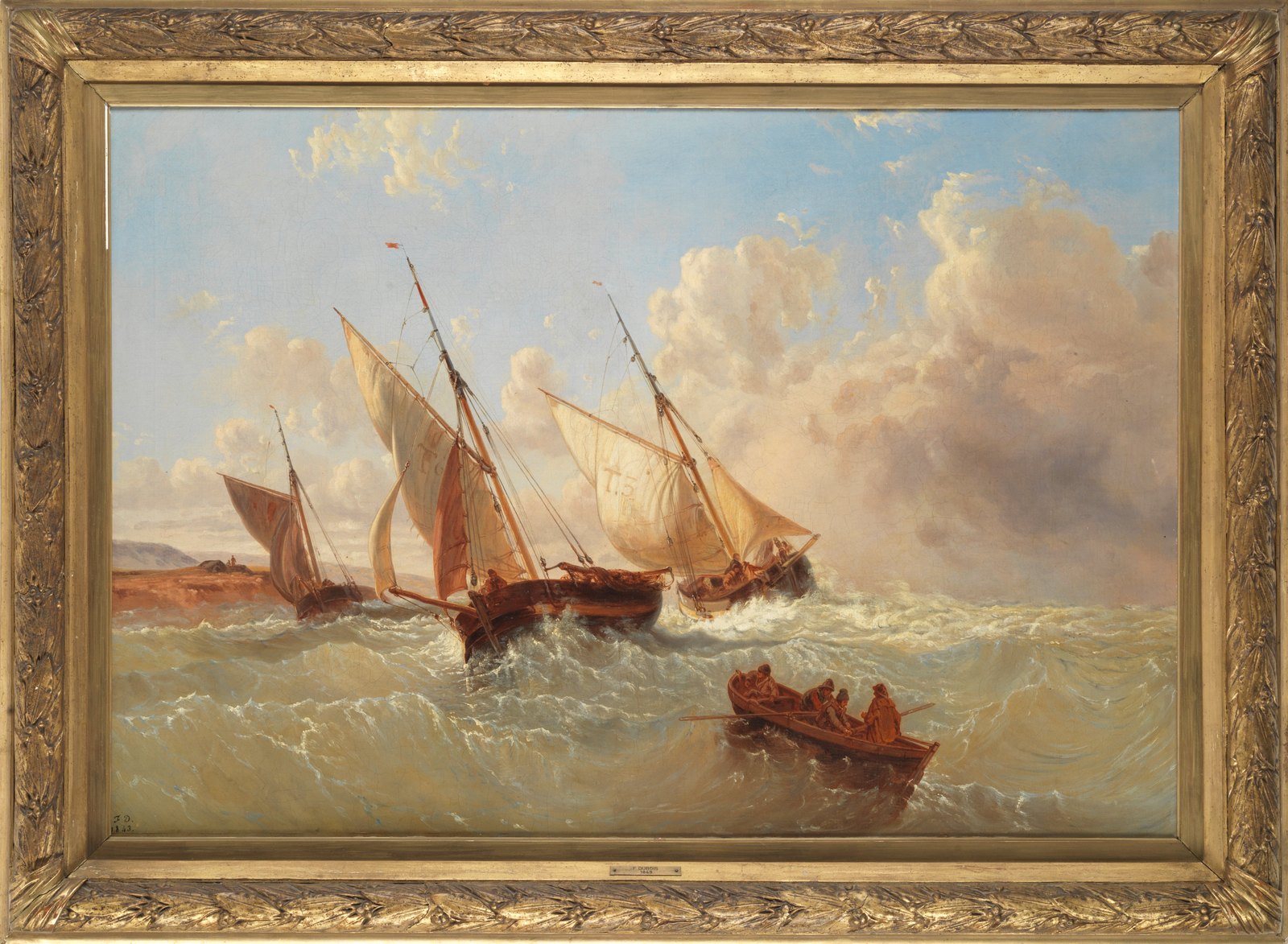 François Dubois — Bateaux de pêche affrontant le grain